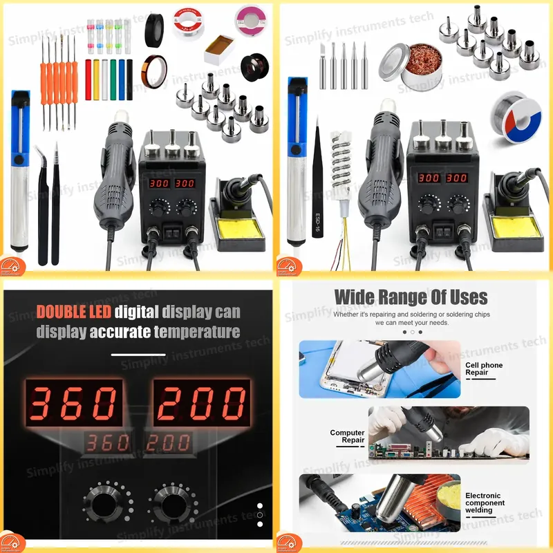 8586D Lehimleme İstasyonu 2'si - 2 In 1 Soldering Rework Station 750W incelemesi ve fiyatı